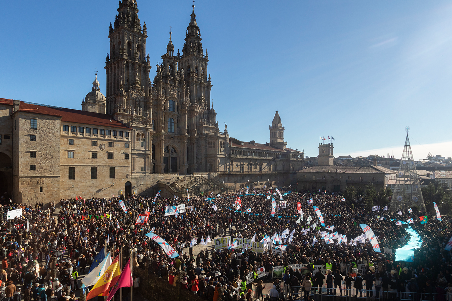 A tea que simula o Ulla no Obradoiro. Foto de Laura Prieto Álvarez