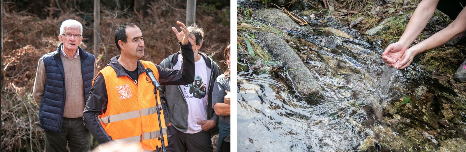 Xosé Antón Arauxo de Montes de Couso habla en el nacimiento del río. (c) Andreia Iglesias