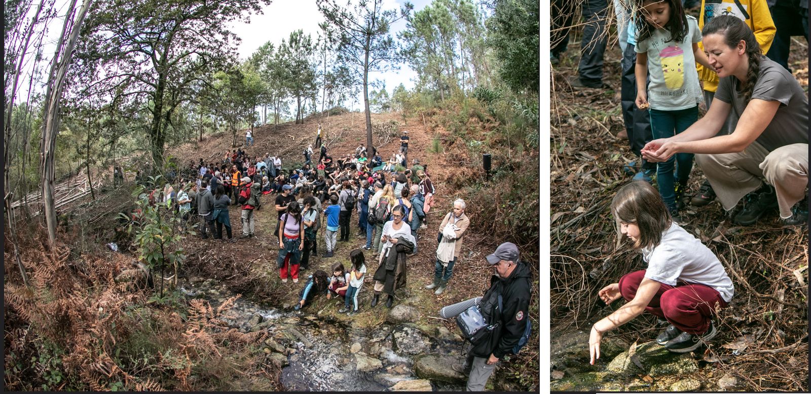 Coger agua, lavarse el rostro y devolver agua al río como signo de agradecimiento. (c) Andreia Iglesias.