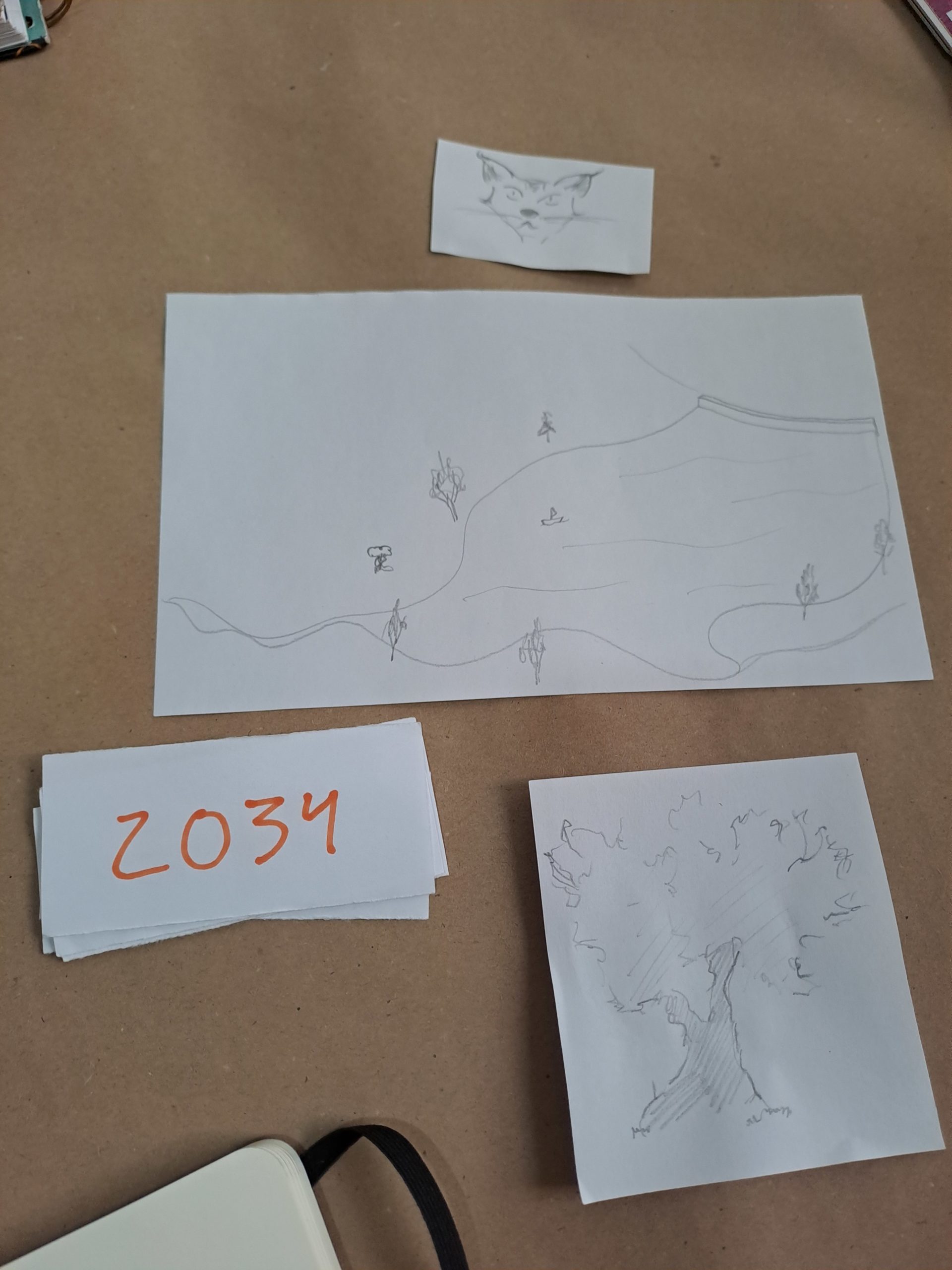 Foto de los materiales de trabajo en una de las sesiones de mediación.