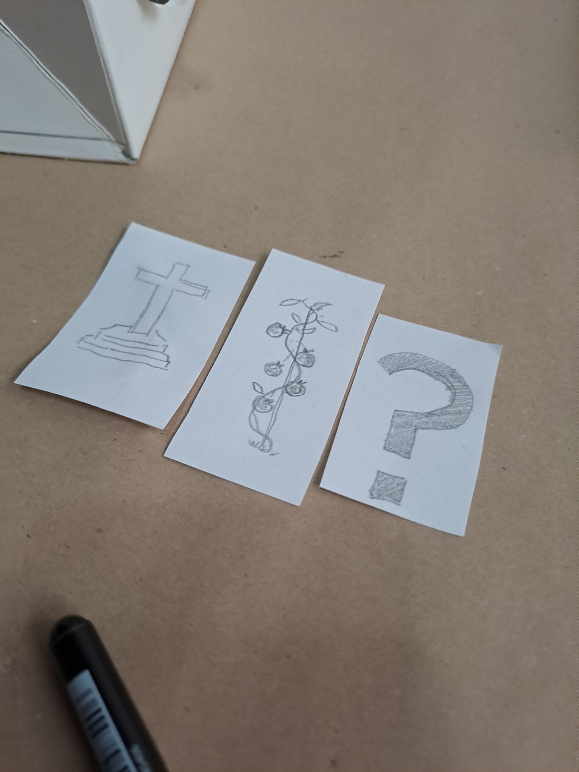 Foto de los materiales de trabajo en una de las sesiones de mediación.